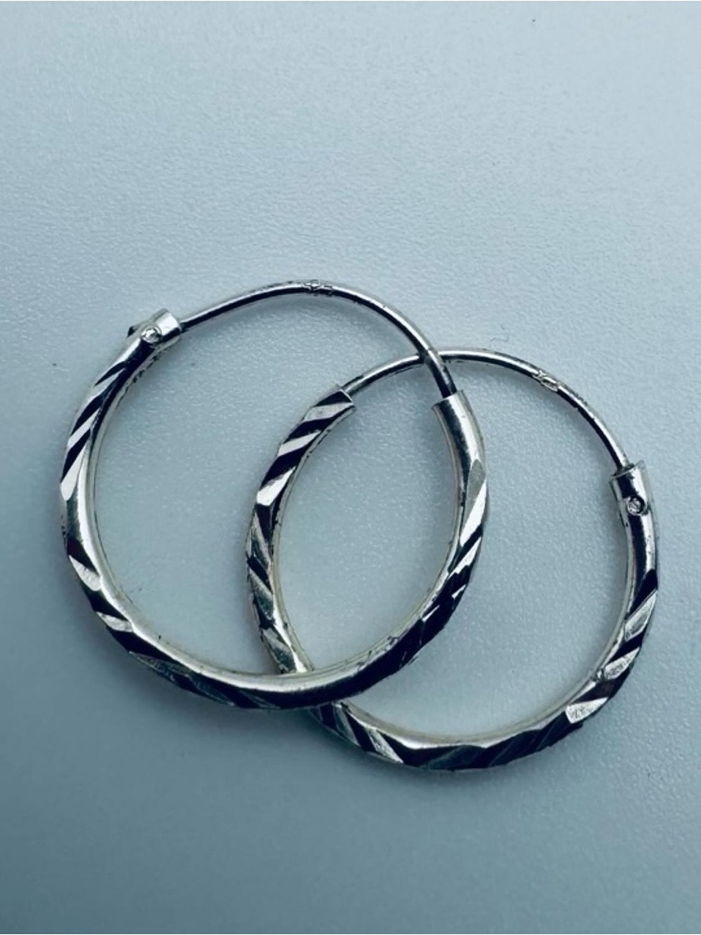 Silver-Tone Textured Hoop Earrings for Kids